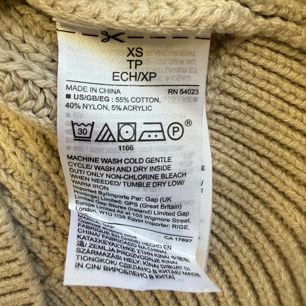 GAP‎ Women's XS Oatmeal Heather Cable Knit Sweater Boatneck Barrel Sleeve